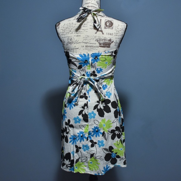 Button Front Floral Halter Cotton Sundress - Picture 4 of 8